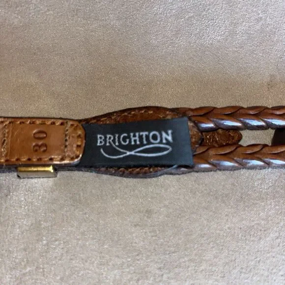 Brighton Double Braided Cowgirl Leather Belt Silver Heart Concho 71706 Size 30 - Picture 5 of 12